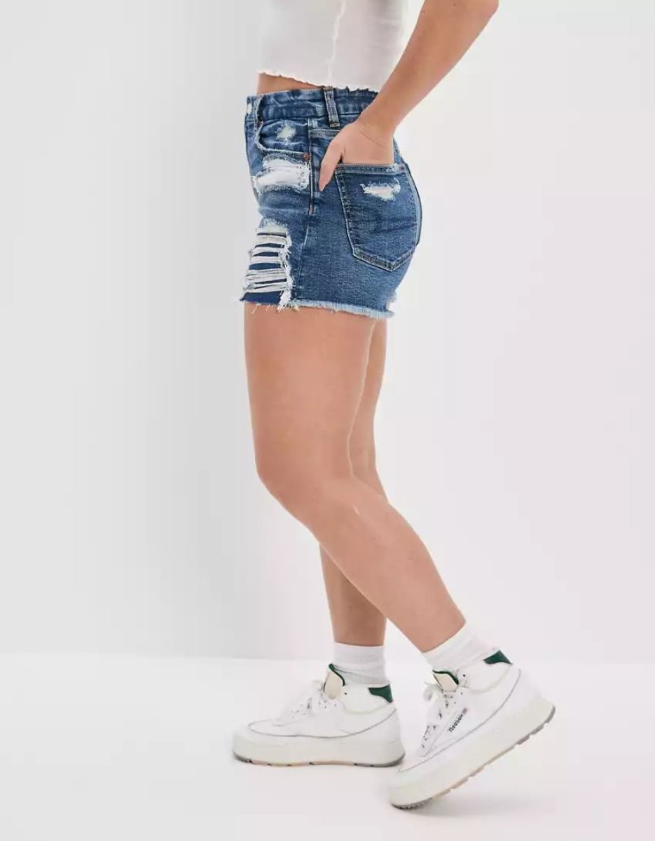 Shorts American Eagle AE Strigid Curvy Denim Mom Indigo Foncé Femme | AMS-75924266